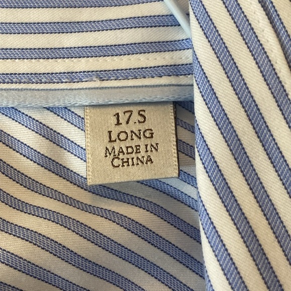 Peter Millar Men’s Blue and White Striped Button Down Shirt Size 17.5 - Picture 6 of 9